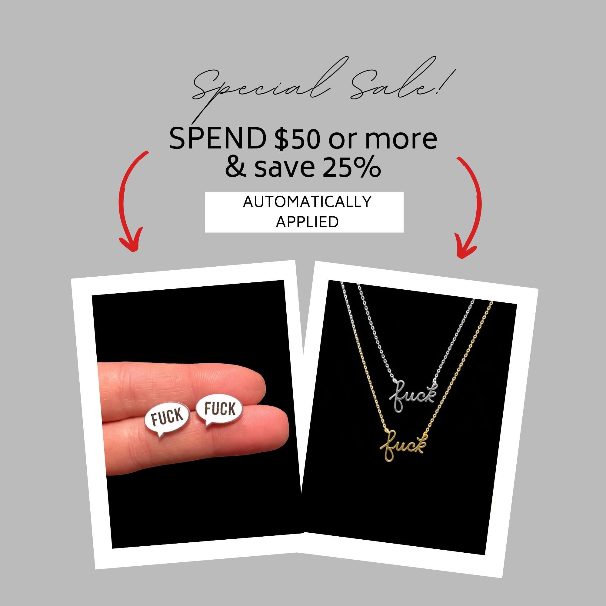 Fuck Script Necklace: 18K Gold Stainless Steel Bachelorette Gift