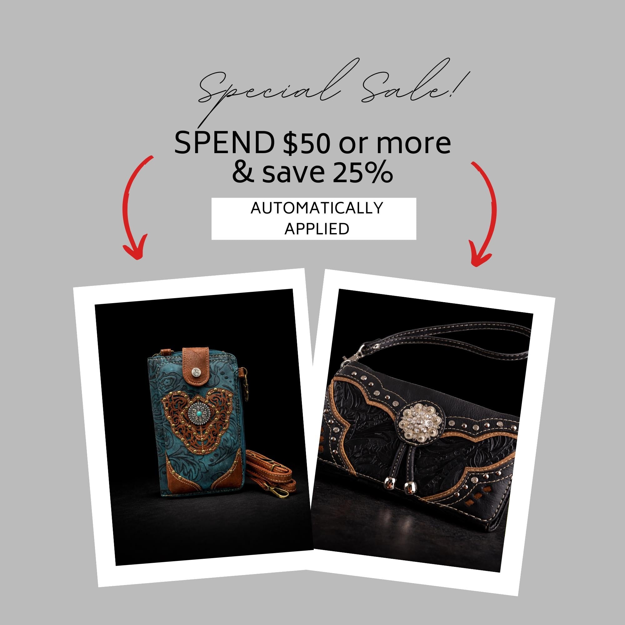 Tooled Western Wallet for Women, Cowgirl Wristlet and Crossbody Wallet with Concho Snap