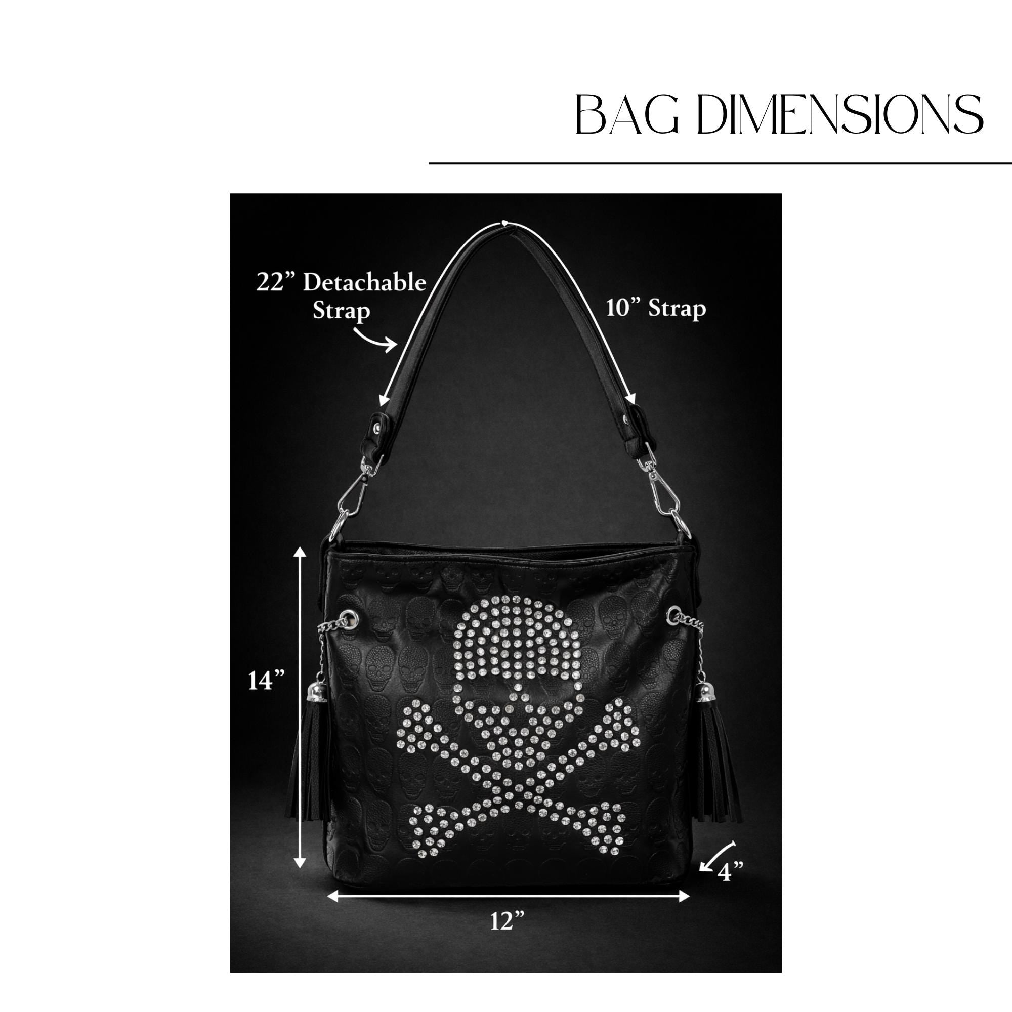 Skull Crossbody54 Embossed Faux Leather Rhinestone Skull Purse, Biker Chic Gothic Handbag