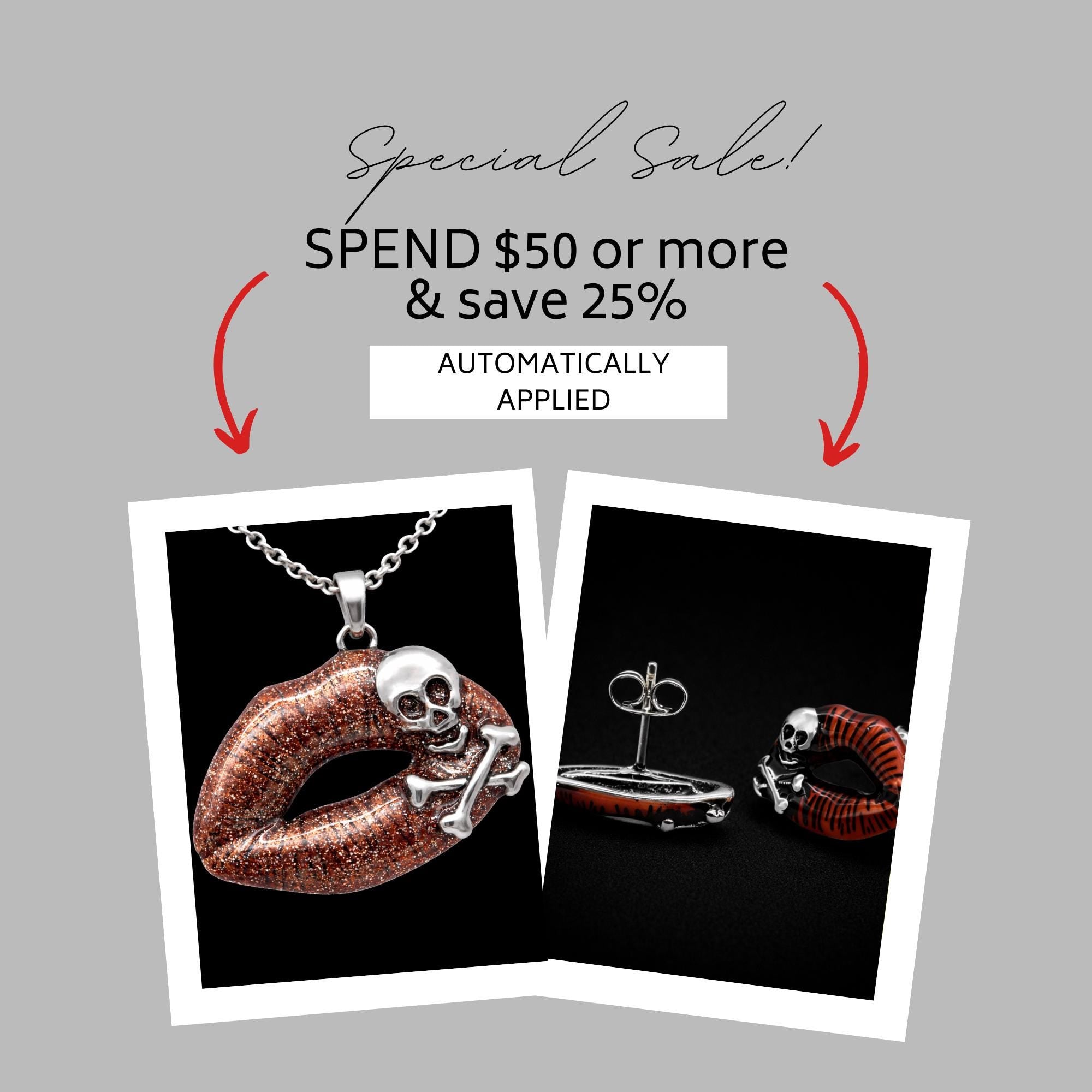 Red Skull Lip Necklace: Stainless Steel Gothic Statement Pendant for Women