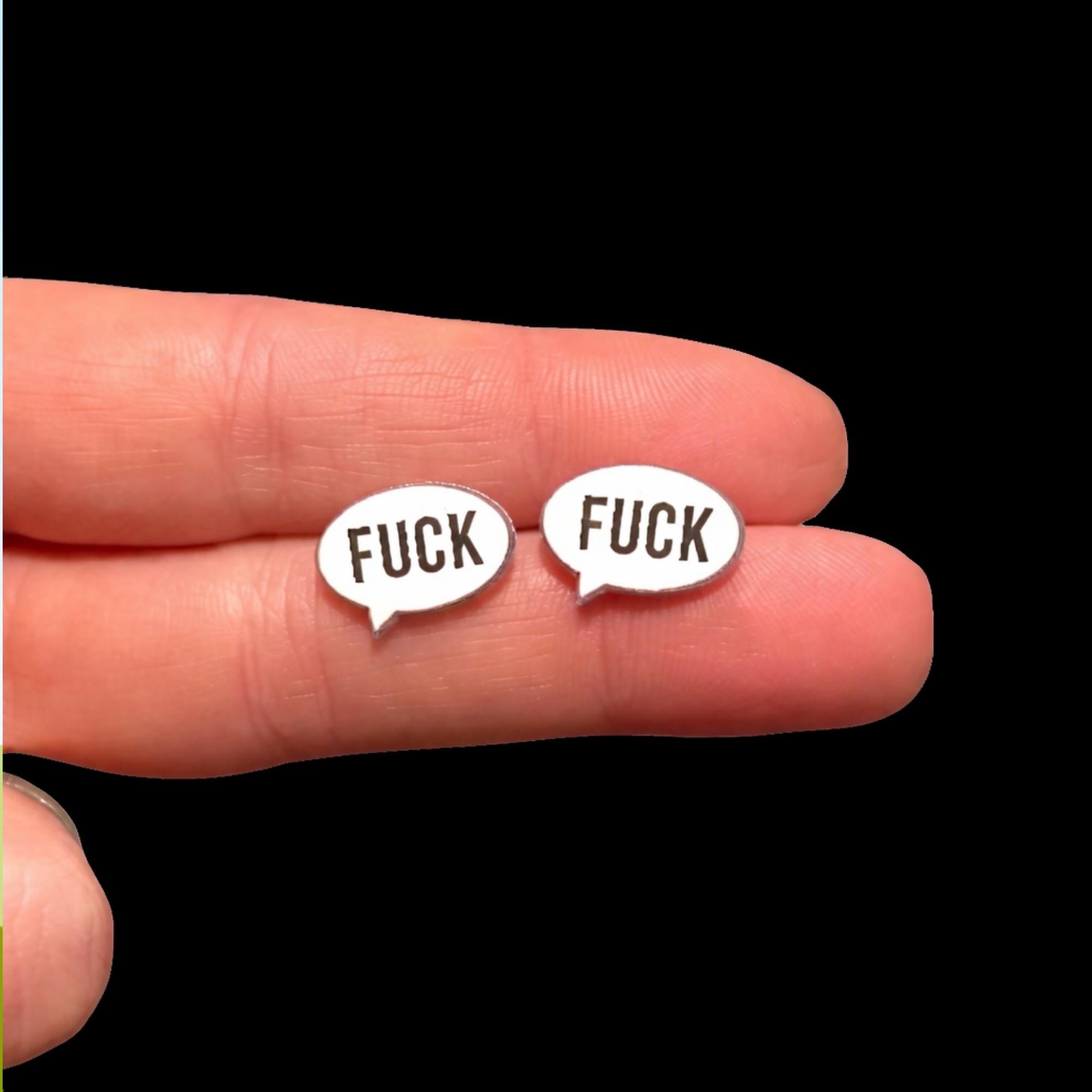 Fuck Stud Earrings: Stainless Steel, Quirky Jewelry