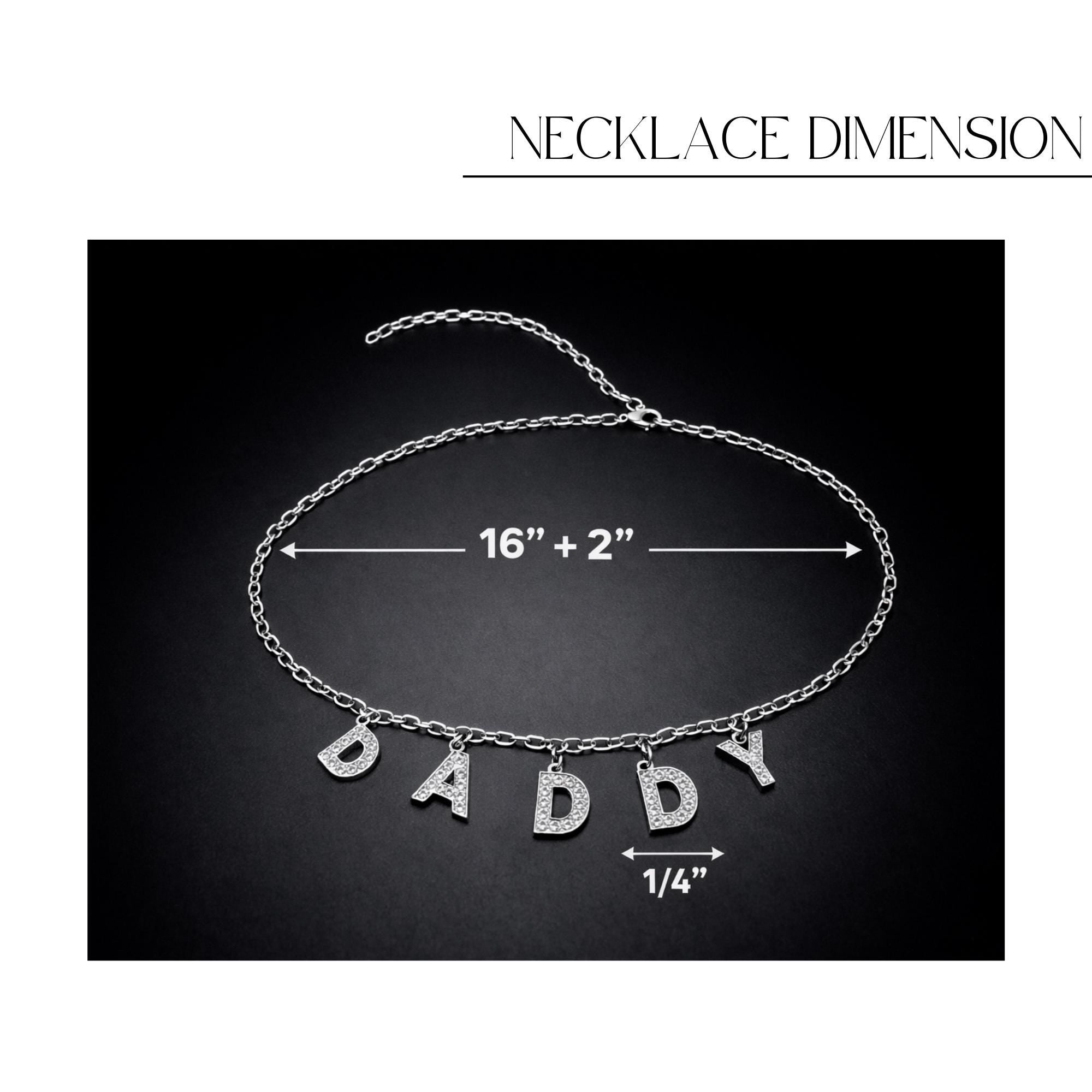 Silver Daddy Necklace with CZ Stones, Stainless Steel Statement Chain for Layered Nightlife Looks