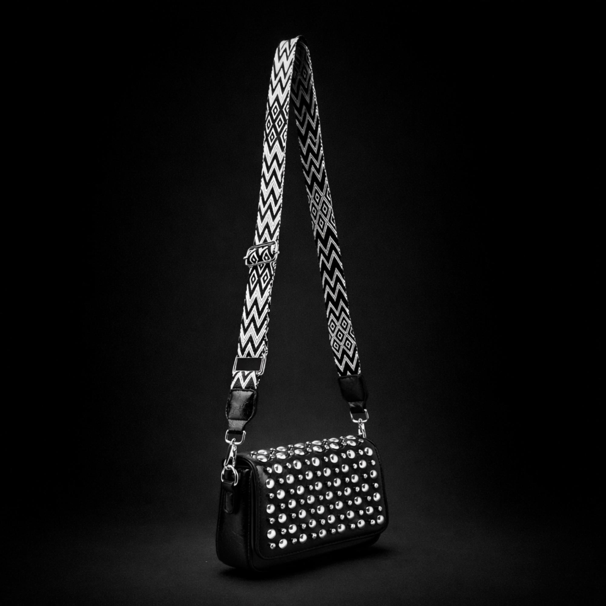 Studded Crossbody Bag for Women, Rock Style Shoulder Purse, Black Faux Leather Studded Handbag, Punk Alt Fashion Night Out Bag