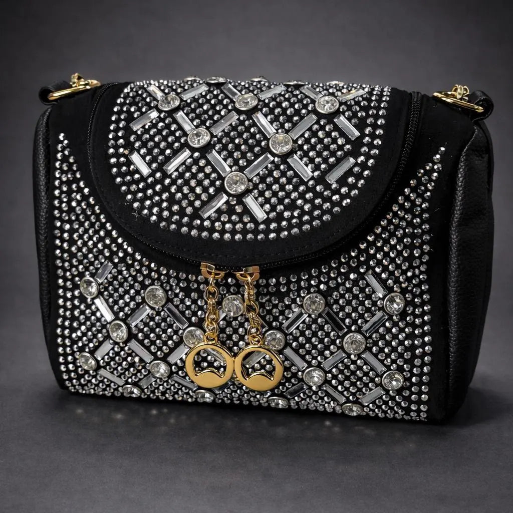 Crystal Rhinestone Shoulder Bag, Glam Evening Purse, Detachable Crossbody Strap