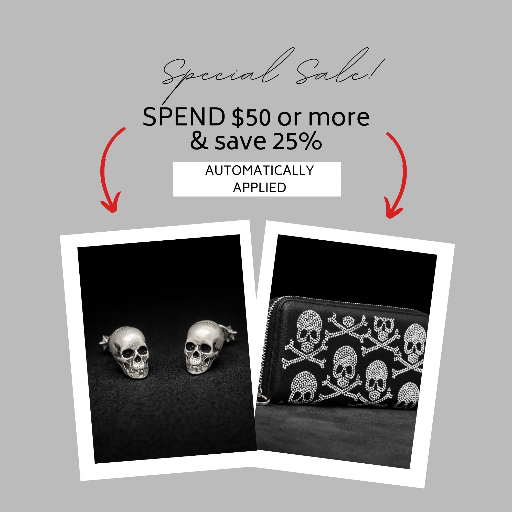 Gothic Skull Wallet: Black Faux Leather Biker Punk Style