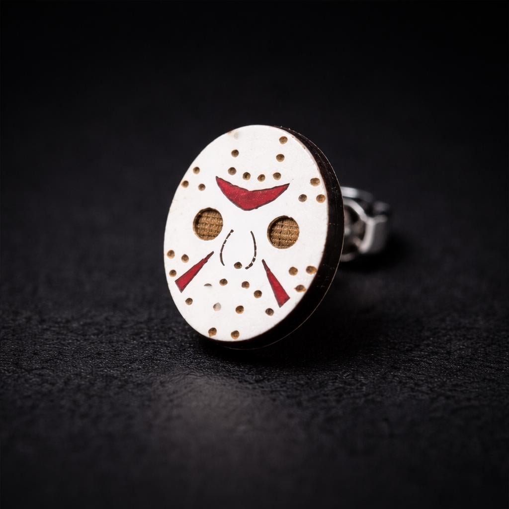 Slasher Mask Stud Earrings, Glass Horror Fan Jewelry, Mismatched Mask and Machete Studs, Stainless Steel Goth Accessory