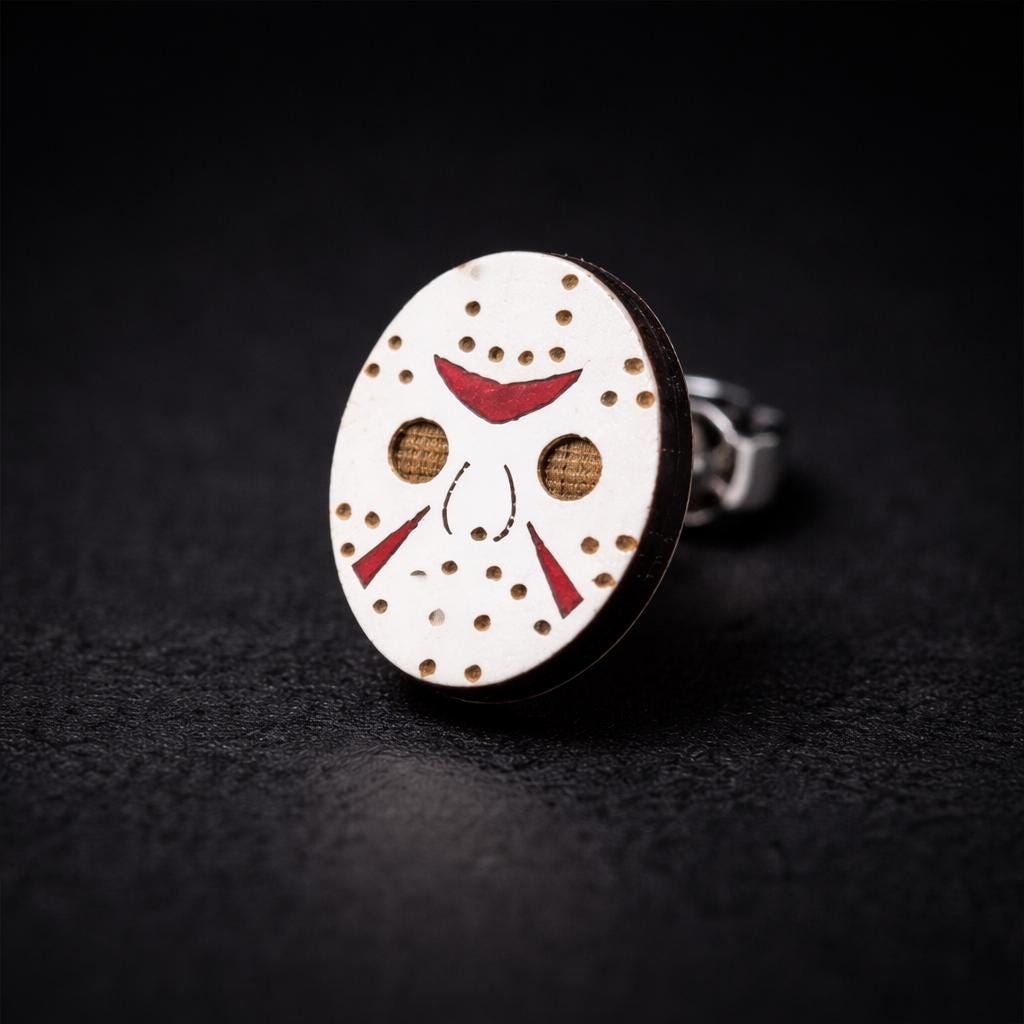 Slasher Mask Stud Earrings, Glass Horror Fan Jewelry, Mismatched Mask and Machete Studs, Stainless Steel Goth Accessory