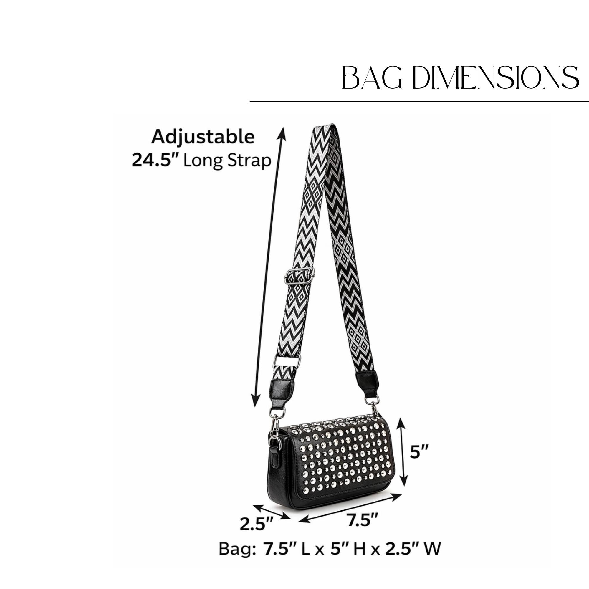 Studded Faux Leather Crossbody Bag, Rock Style Shoulder Purse, Punk Alt Fashion