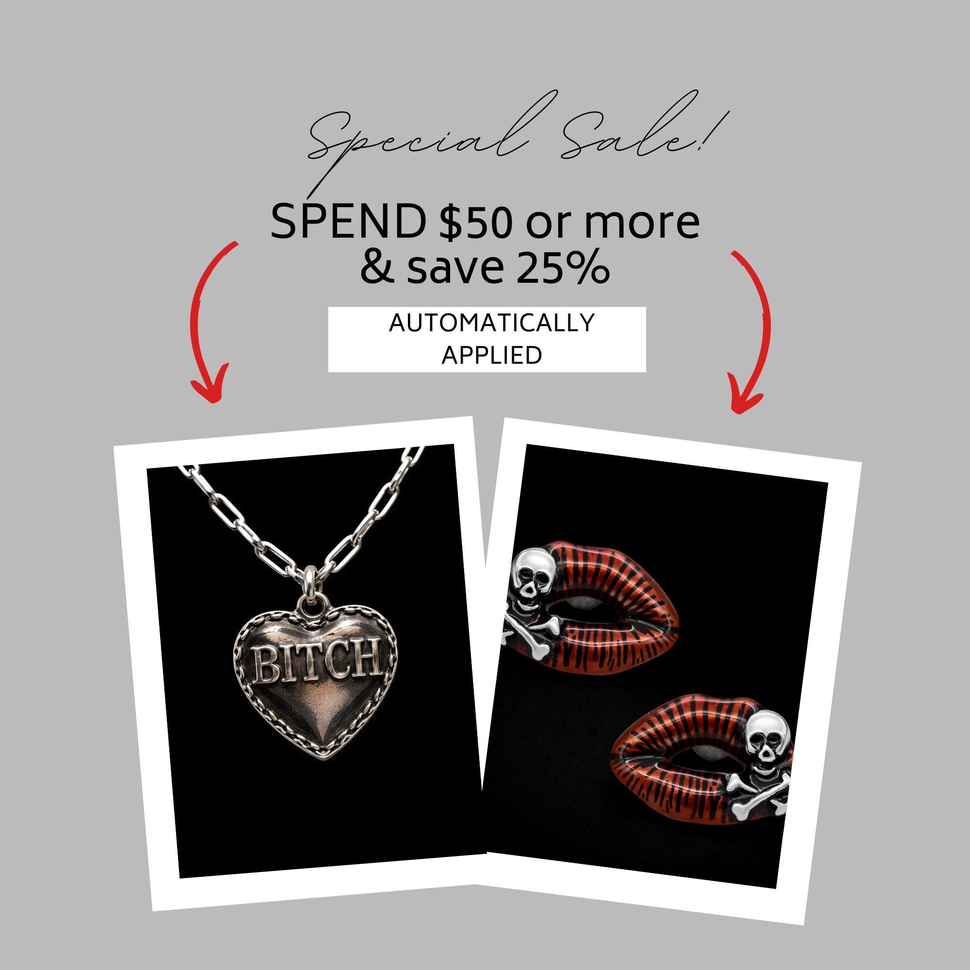 Bitch Heart Necklace, Stainless Steel Swear Word Pendant, Rebel Cowgirl Jewelry, Edgy Statement Necklace, Funny Gift for Bold Women