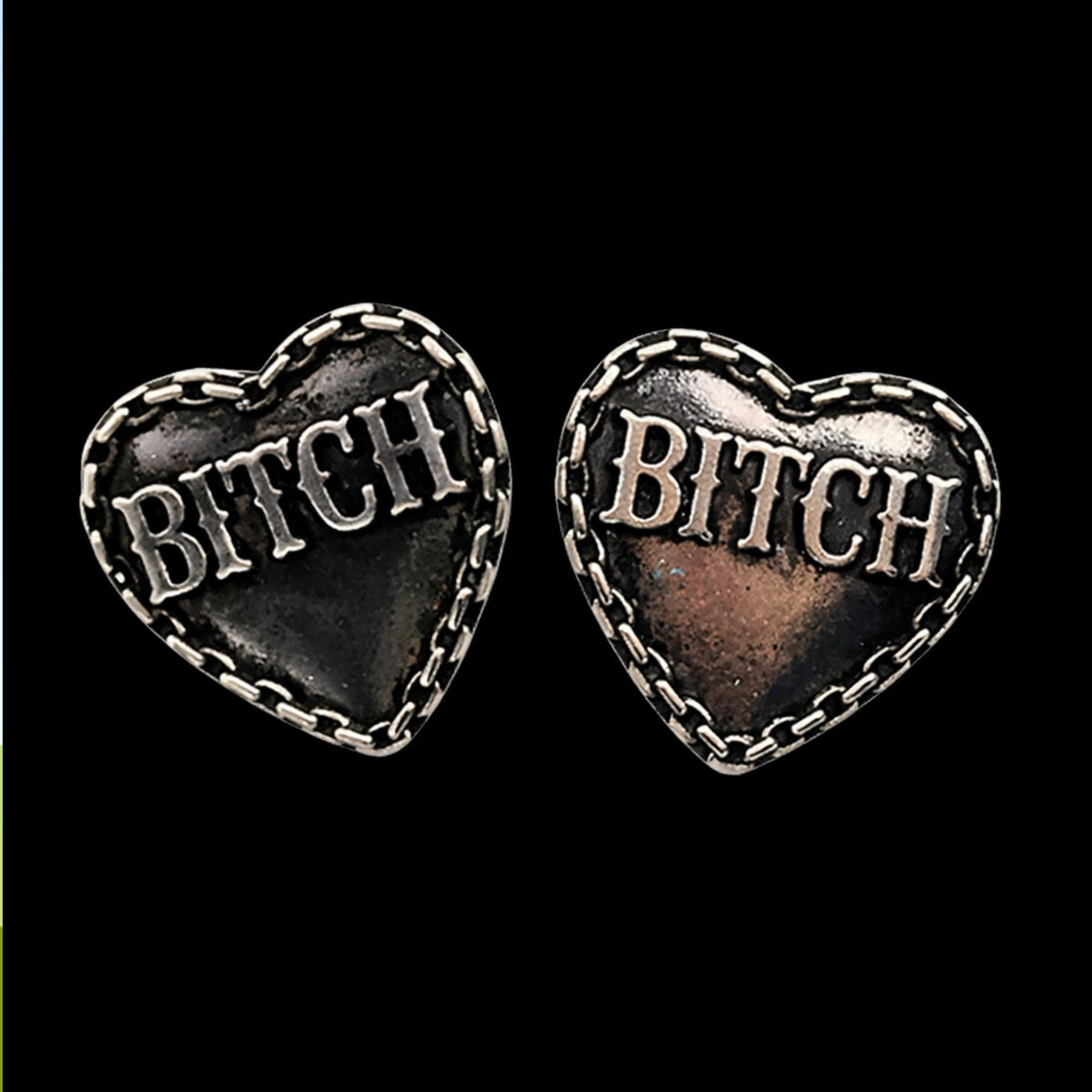 Bitch Heart Jewelry Set, Stainless Steel Necklace and Earrings, Rebel Cowgirl Jewelry, Edgy Statement Set, Funny Swear Word Gift