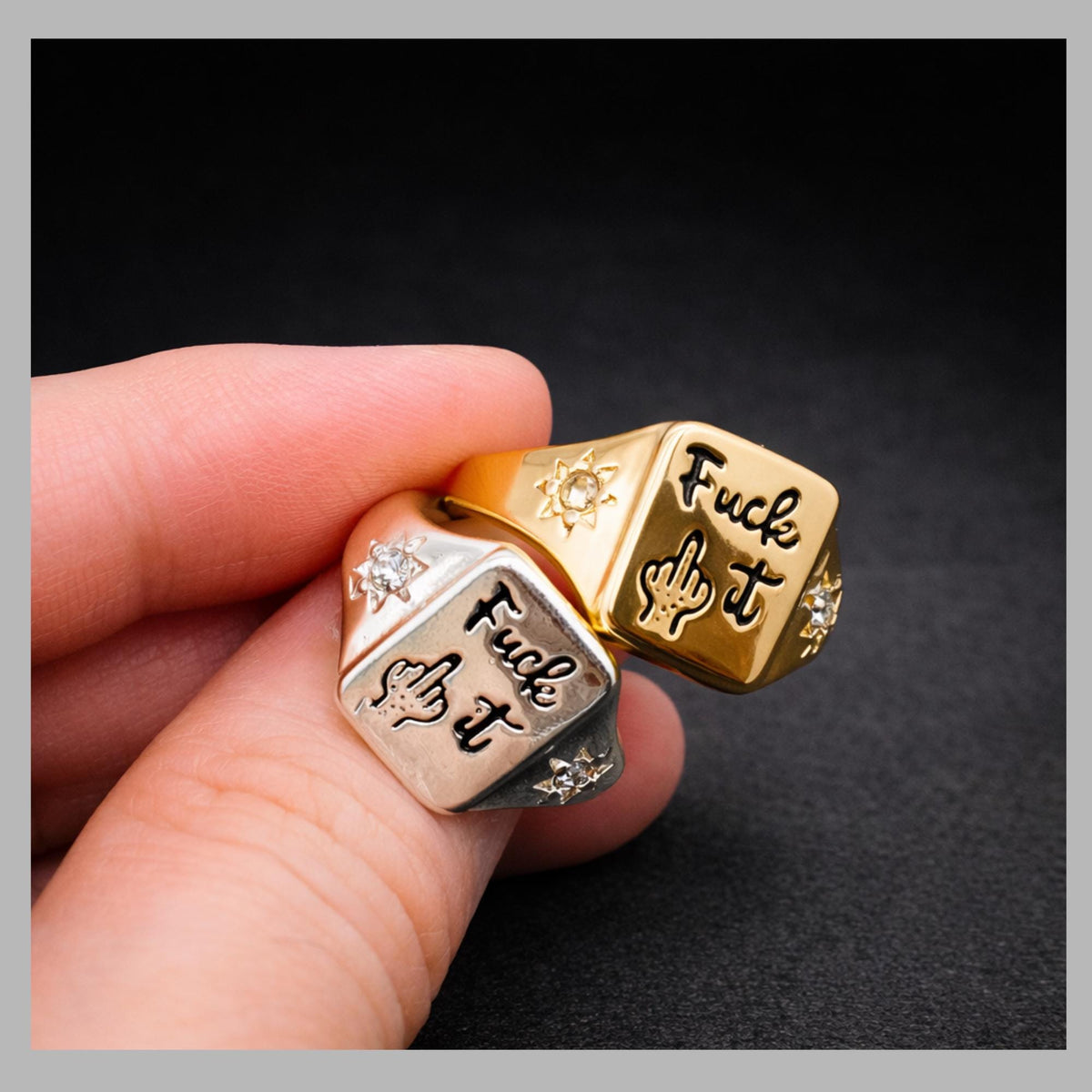 Square 'Fuck It' Ring: Bold Alloy Statement Jewelry