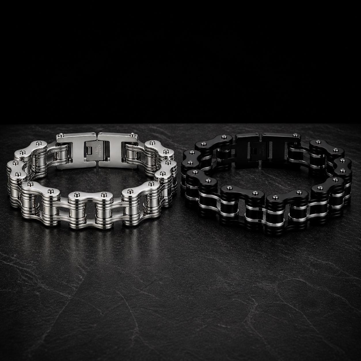 Heavy Stainless Steel Biker Bracelet for Men: Chunky Polished Chain Design