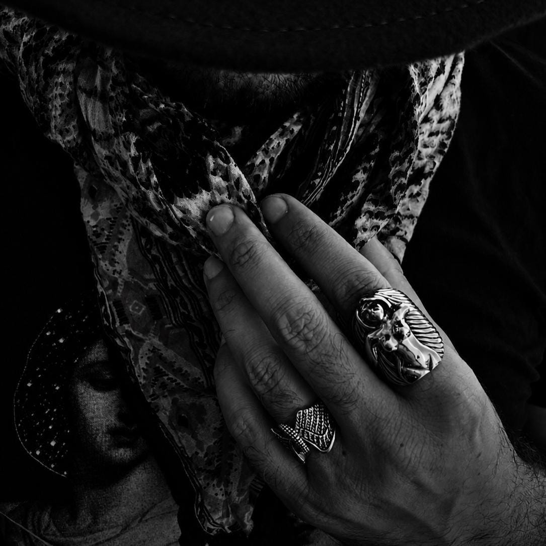 Heavy Stainless Steel Biker Ring: Skull Bandana Statement Jewelry for Men Sizes 9-13