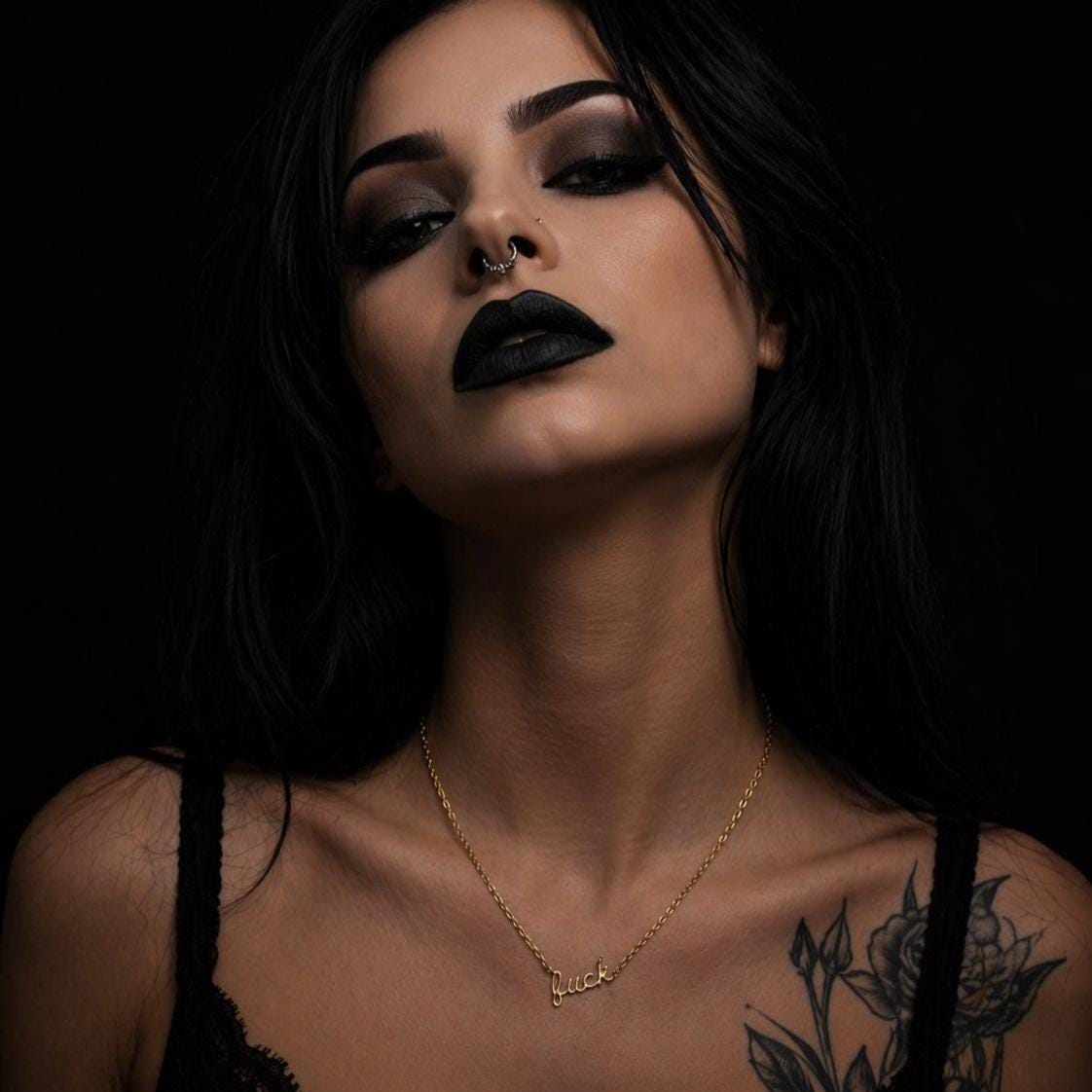 Custom Pave Fuck Necklace, 18K Gold Plated and Silver Pendant Chain, Bold Statement Jewelry