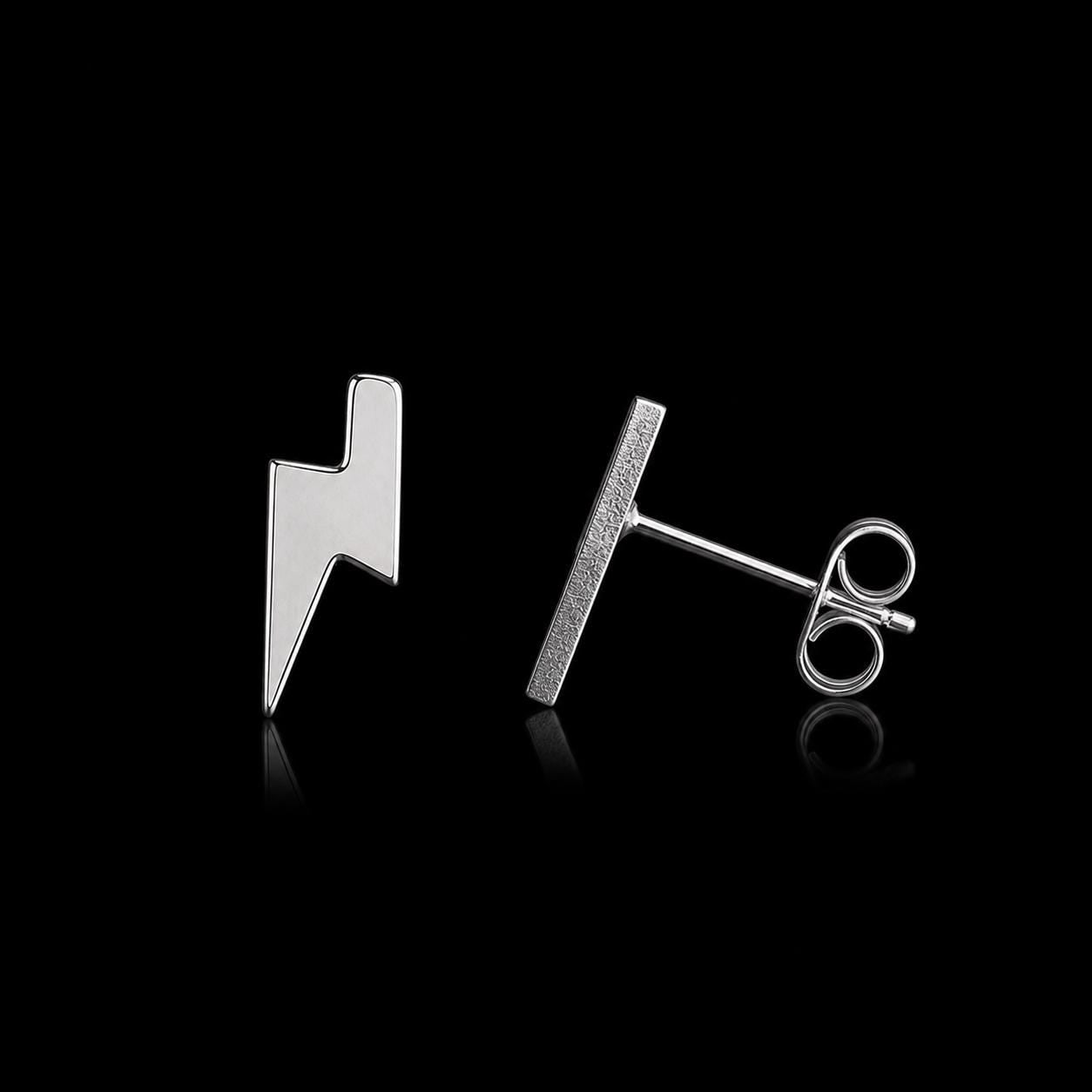Gold or Silver Lightning Bolt Stud Earrings: Hypoallergenic Everyday Jewelry for Biker Women