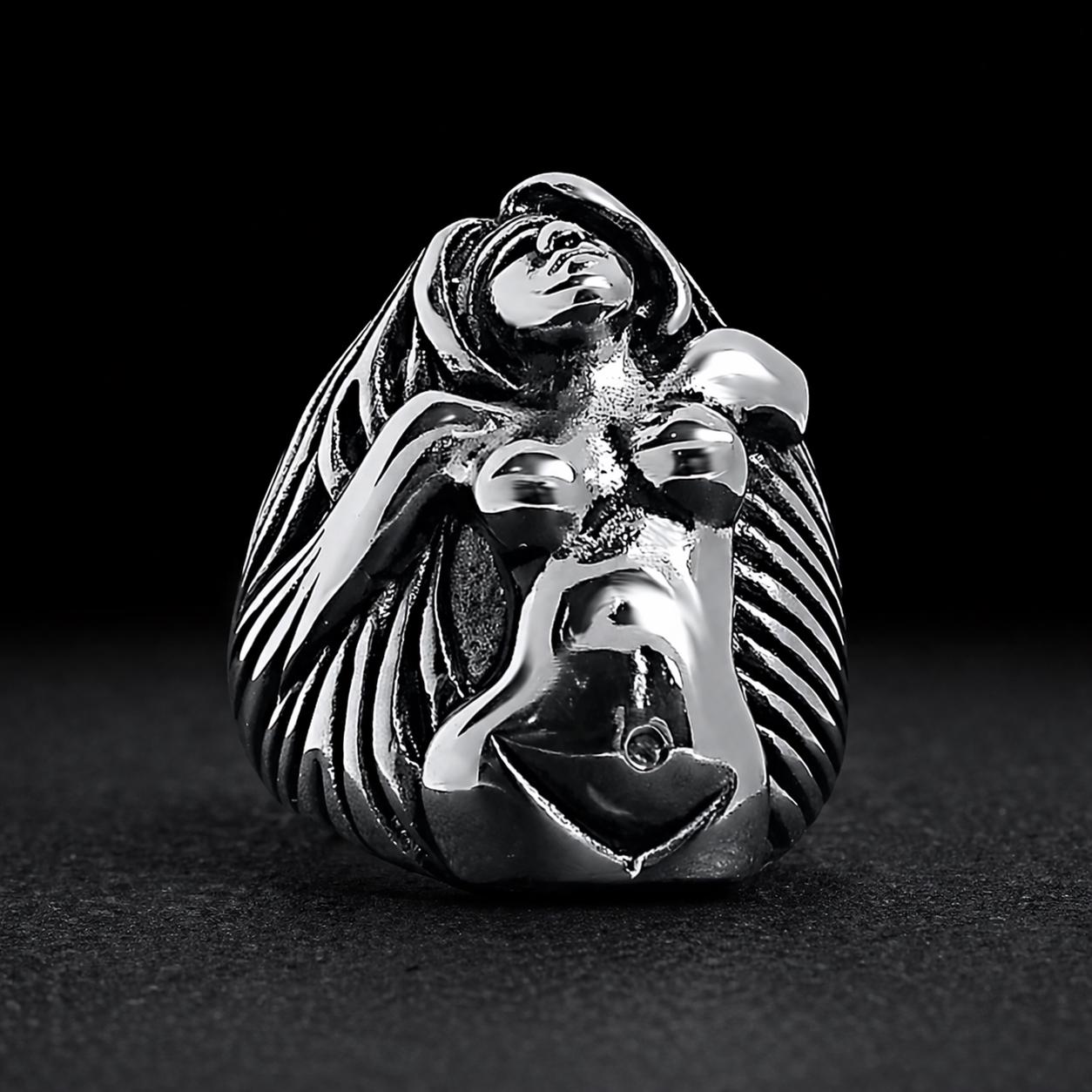 Heavy Stainless Steel Biker Ring: Skull Bandana Statement Jewelry for Men Sizes 9-13