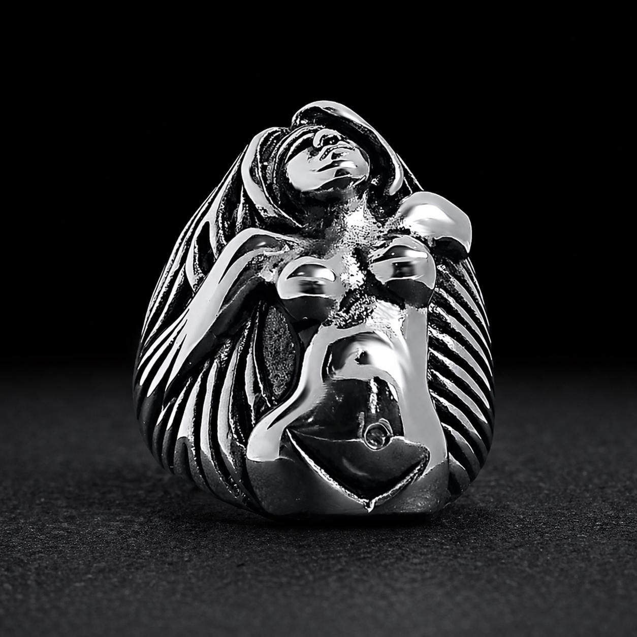 Heavy Stainless Steel Biker Ring: Skull Bandana Statement Jewelry for Men Sizes 9-13