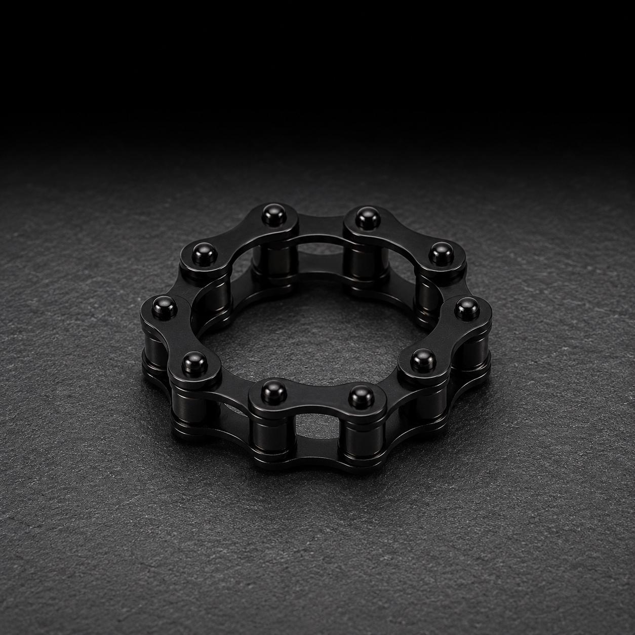Men's Motorcycle Chain Ring, Stainless Steel Biker Ring, Moving Link Band, Tattoo Style Jewelry, Sizes 9-12