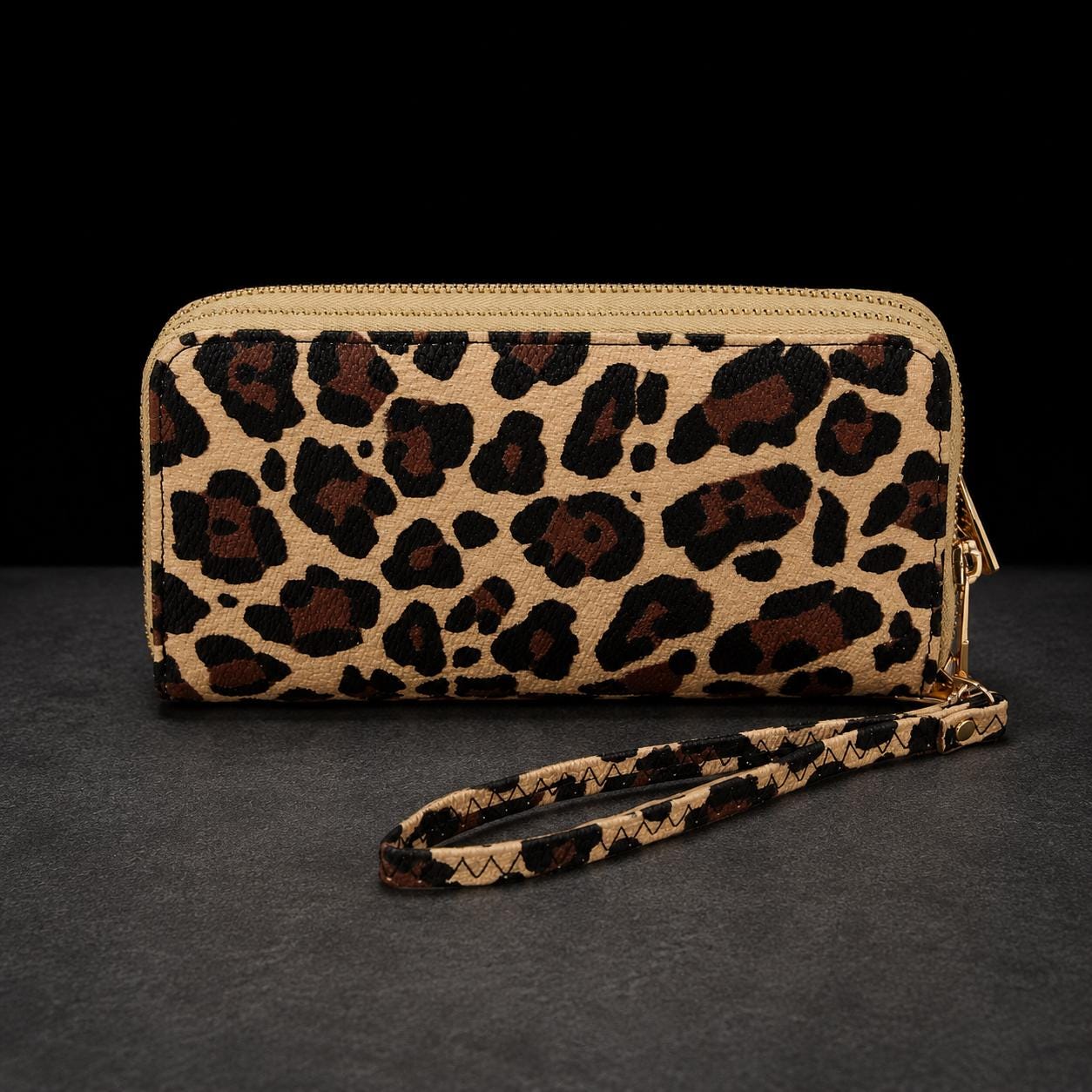 Western Boho Wristlet Wallet for Women, Leopard Serape Double Zip Wallet, Boutique Cowgirl Wristlet with Card Slots