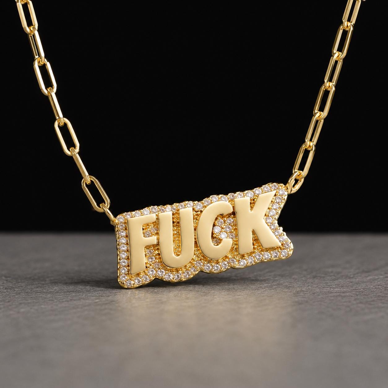 Fuck Necklace Gold Statement Jewelry, Paperclip Chain Necklace, Sassy Cuss Word Pendant, Funny Gift, Bold Everyday Jewelry
