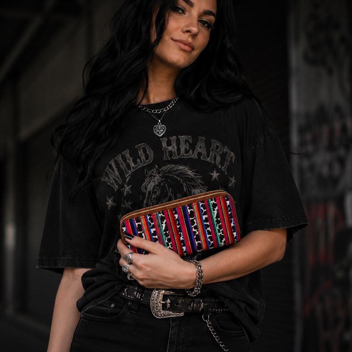 Serape Wristlet Wallet, Southwestern Double Zip Wallet, Boutique Card Wallet, Colorful Women's Wristlet