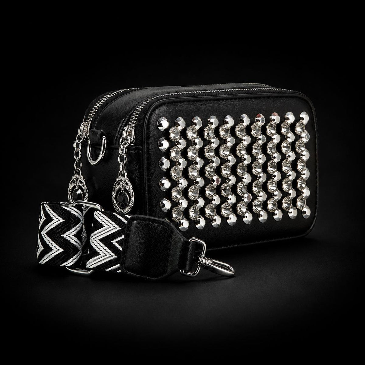 Studded Faux Leather Crossbody Bag, Rock Style Shoulder Purse, Punk Alt Fashion