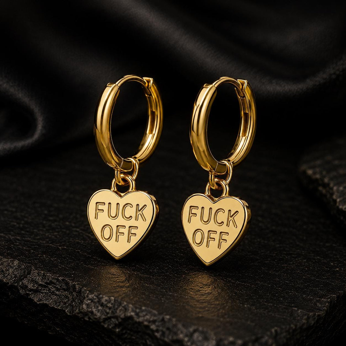 Gold Fuck Off Jewelry Set: Stainless Steel Necklace and Ring Bundle