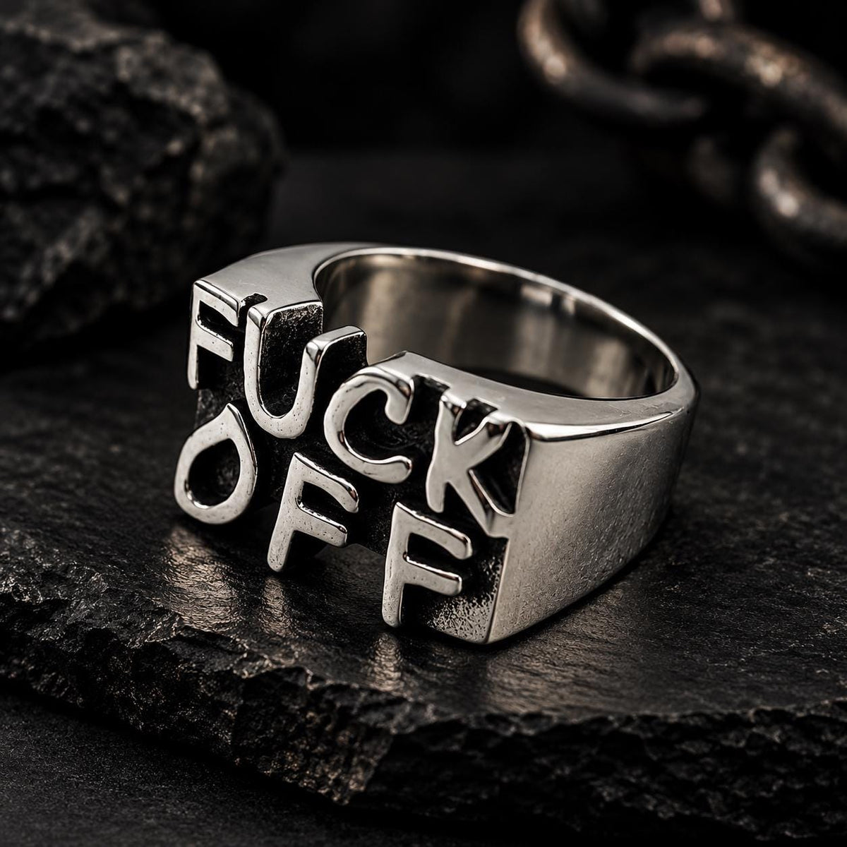 F*ck Off Stainless Steel Middle Finger Ring: Bold Biker Jewelry for Men