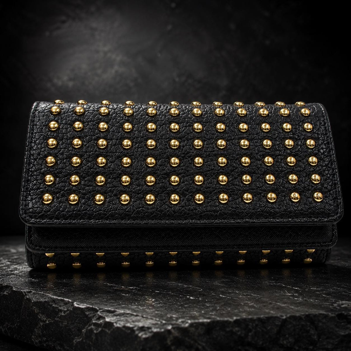 Black Studded Wallet for Women, Gothic Clutch Wallet, Punk Rock Faux Leather Wallet, Biker Wallet, Alternative Gift