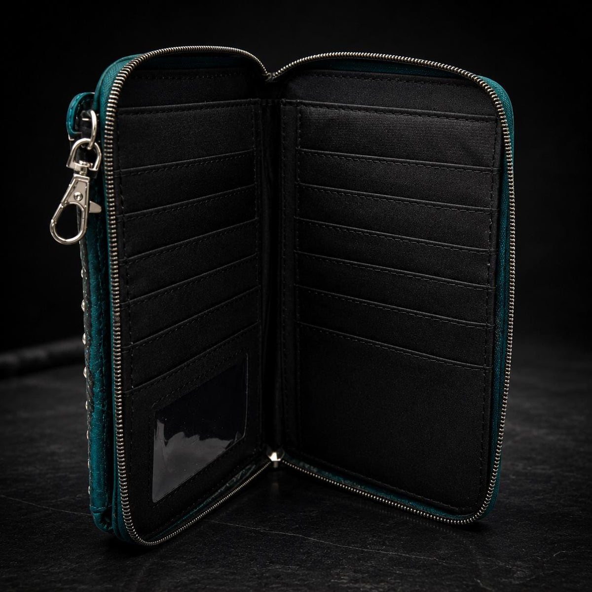 Western Phone Crossbody Bag, Teal Faux Leather Cowgirl Purse, Small Crossbody Wallet, Turquoise Concho Cell Phone Bag
