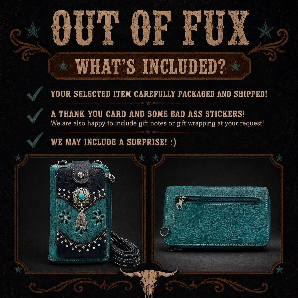 Western Phone Crossbody Bag, Teal Faux Leather Cowgirl Purse, Small Crossbody Wallet, Turquoise Concho Cell Phone Bag