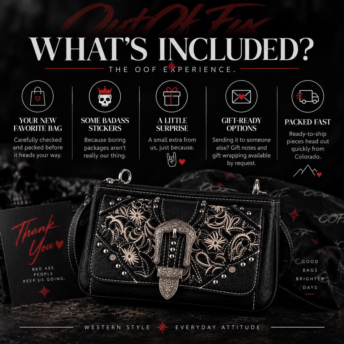 Black Western Buckle Bag: Faux Leather Cowgirl Crossbody for Concerts and Everyday Style