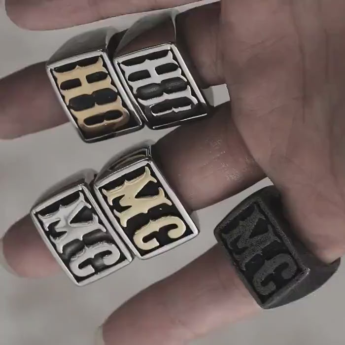HD or MC Stainless Steel Biker Ring in Gold or Silver Finish