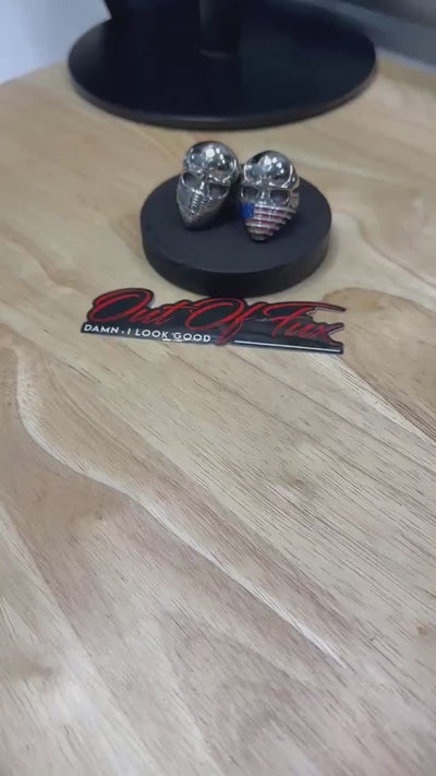 Stainless Steel American Flag Skull Ring for Men