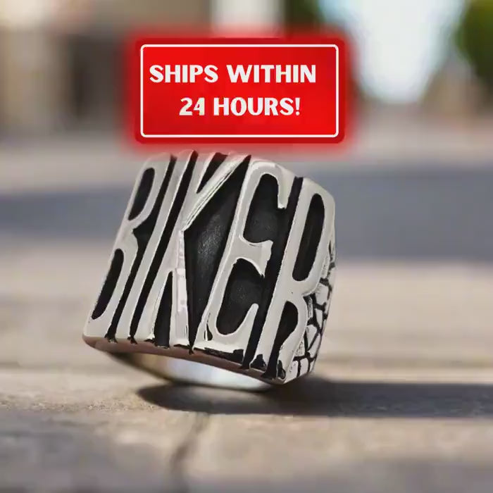 Stainless Steel Biker Ring: Motorcycle Club Style Jewelry for Men