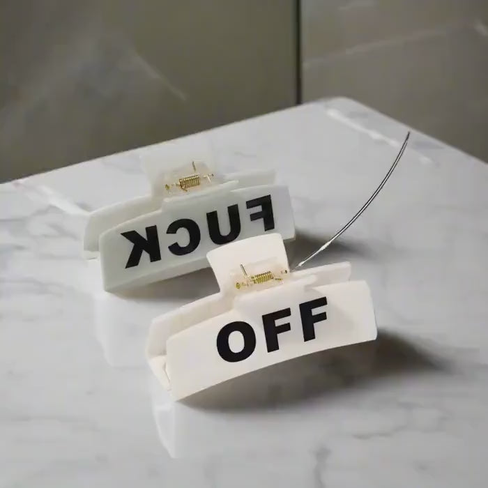 Edgy 'Fuck Off' Hair Clip: Bold Rebel Accessory