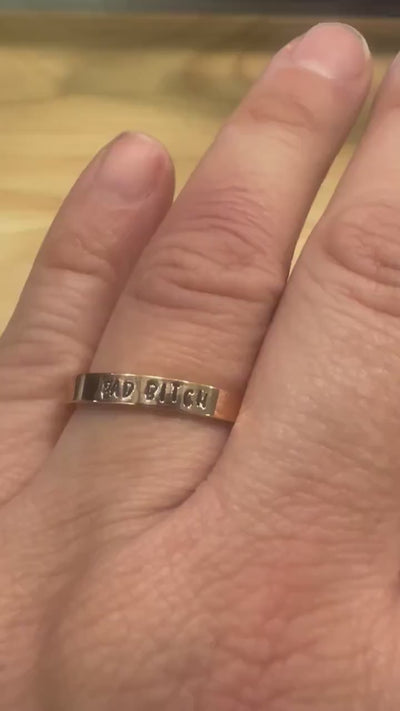 Rose Gold Bad Bitch Ring, Minimalist Stainless Steel Swear Word Band