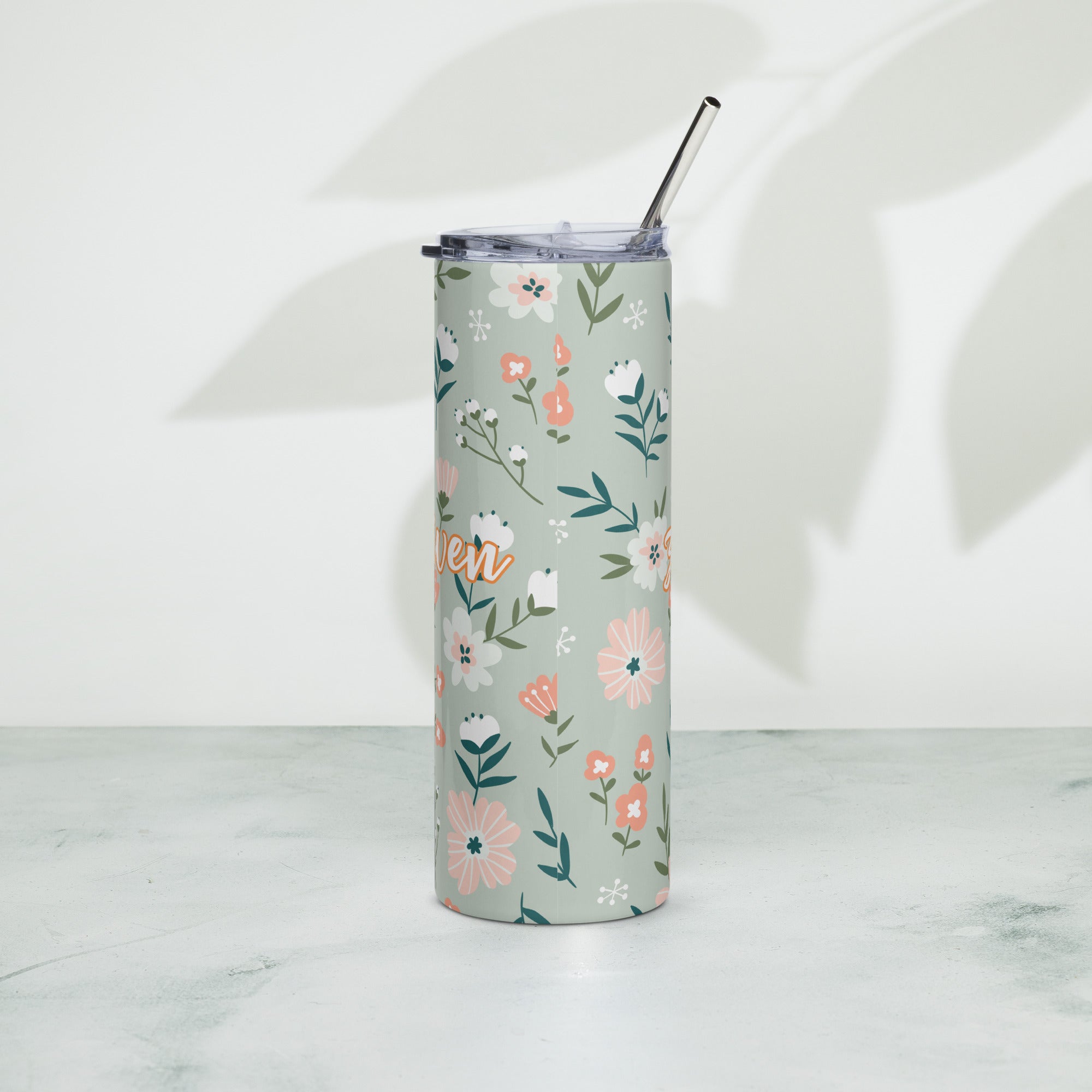 Zero Fucks Given Floral Stainless Steel Tumbler