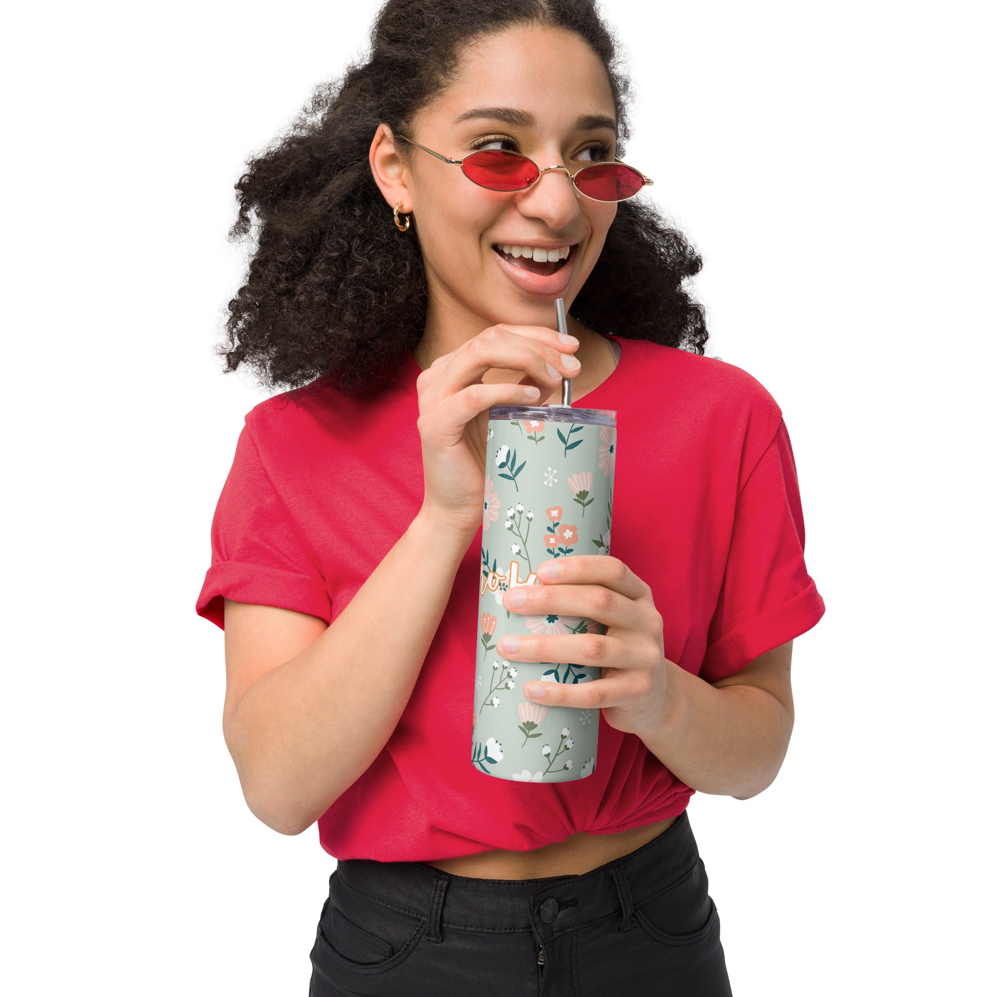 Zero Fucks Given Floral Stainless Steel Tumbler